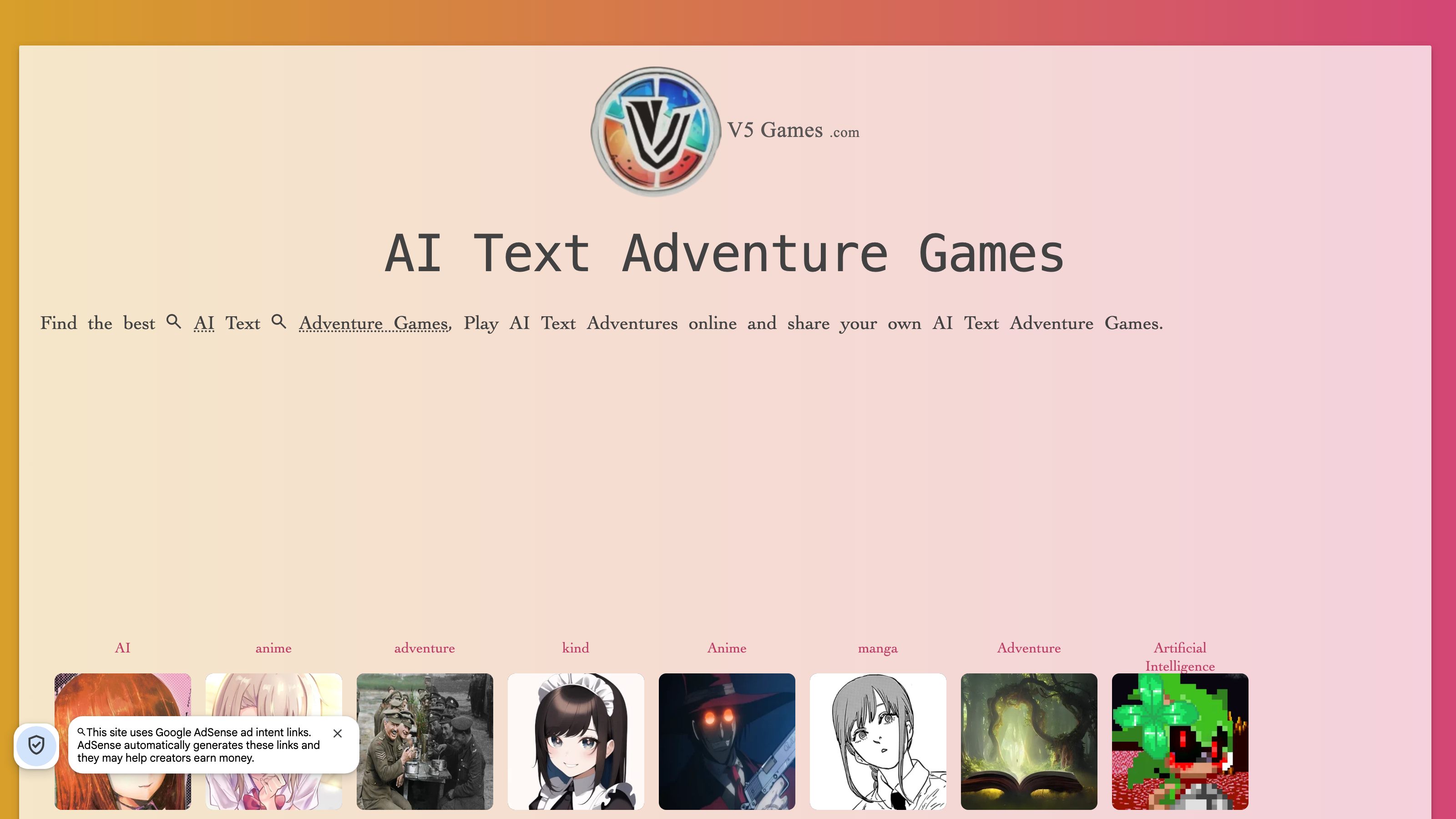 AI Text Adventures - V5 Games