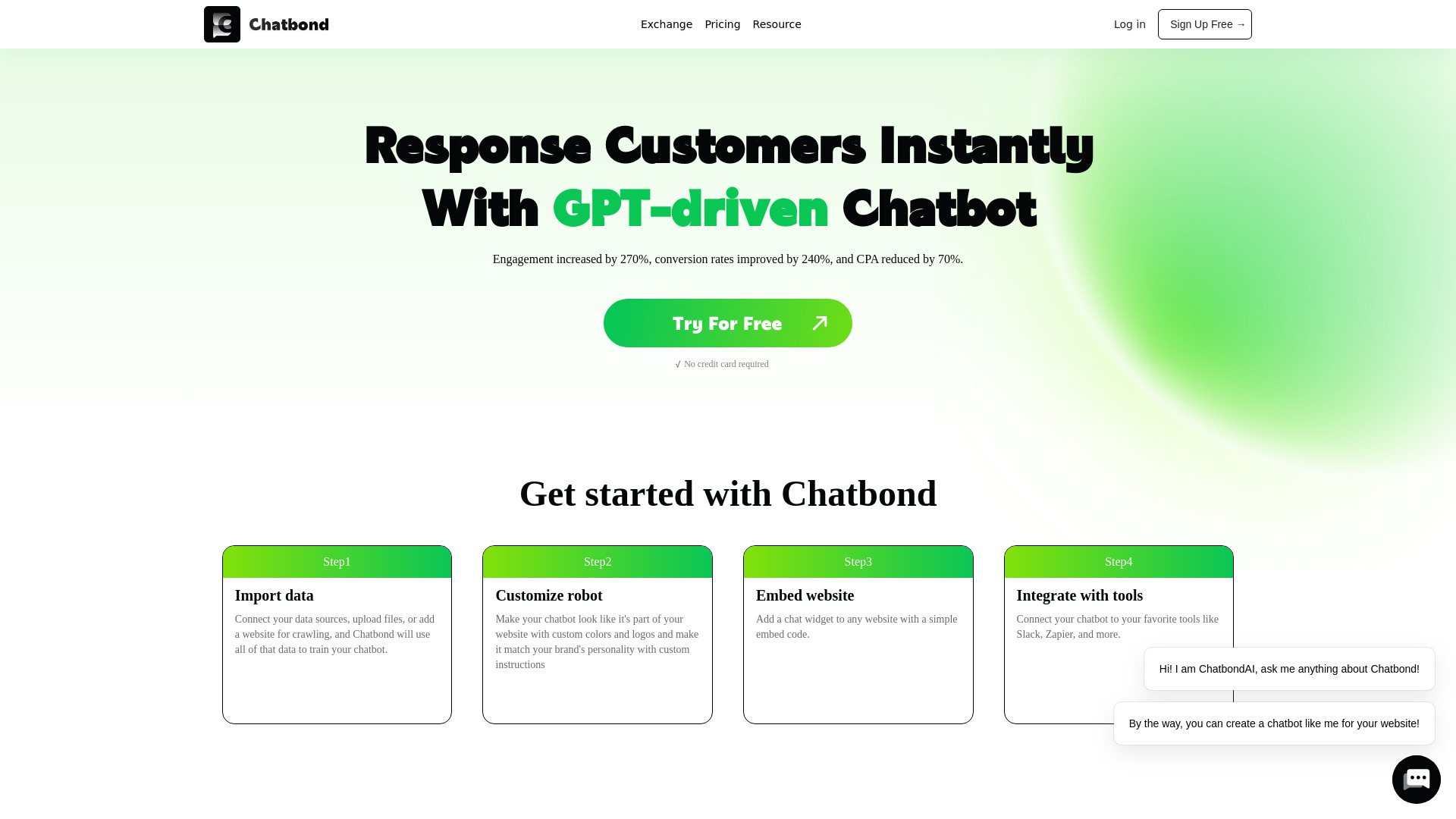 ChatBond | Free AI Chatbot Builder