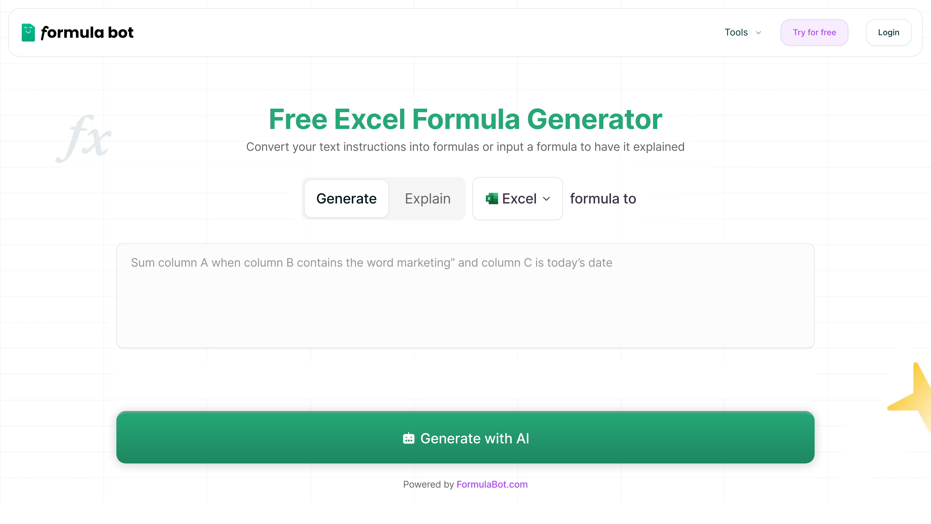 Excel Formula Bot