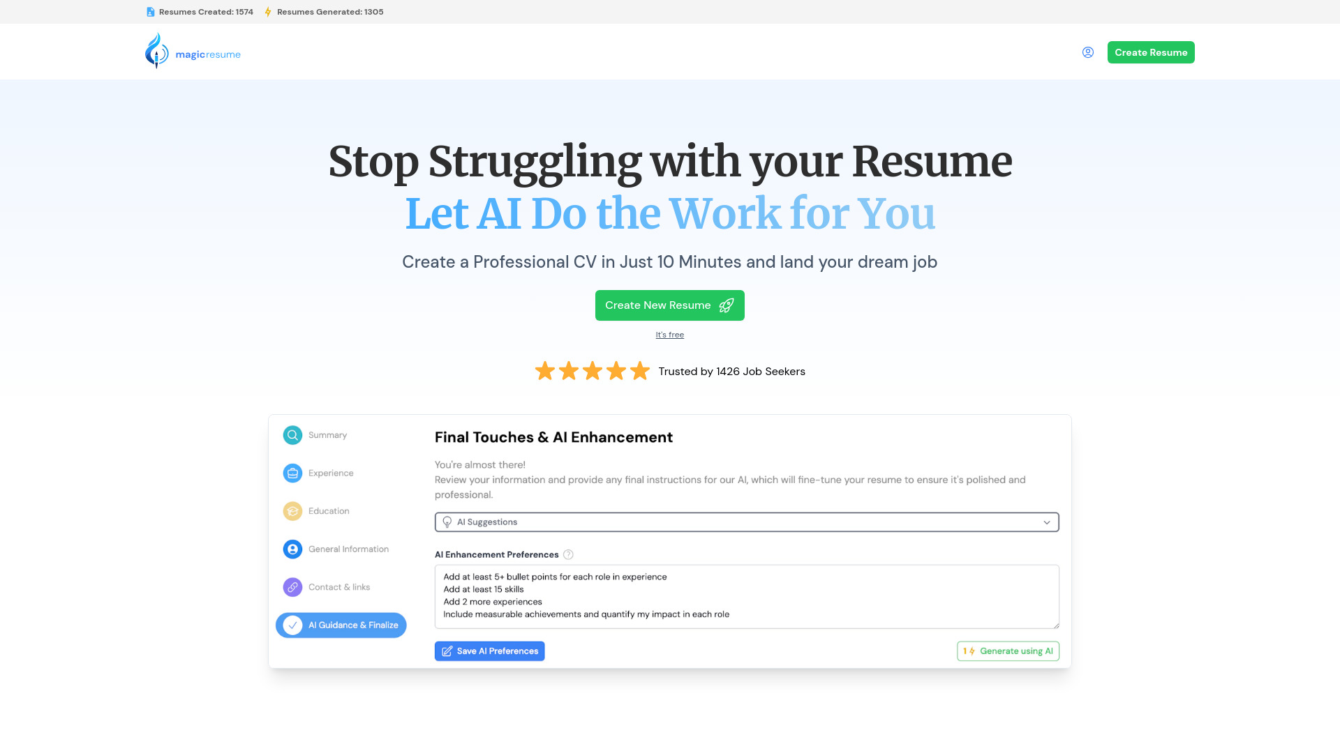 MagicResumeAI - Effortless CV Builder