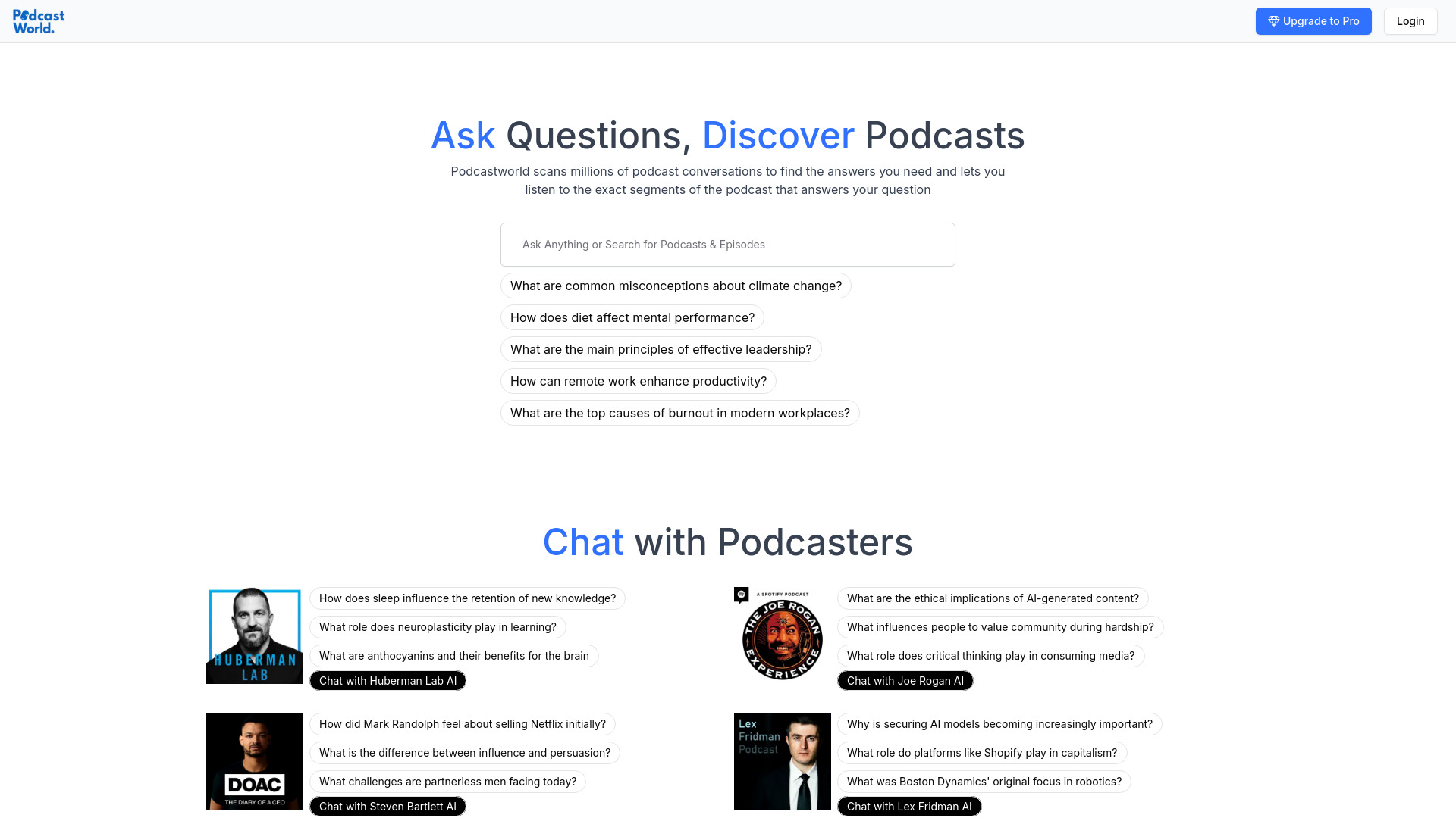 Podcastworld.io- Perplexity for Podcasts