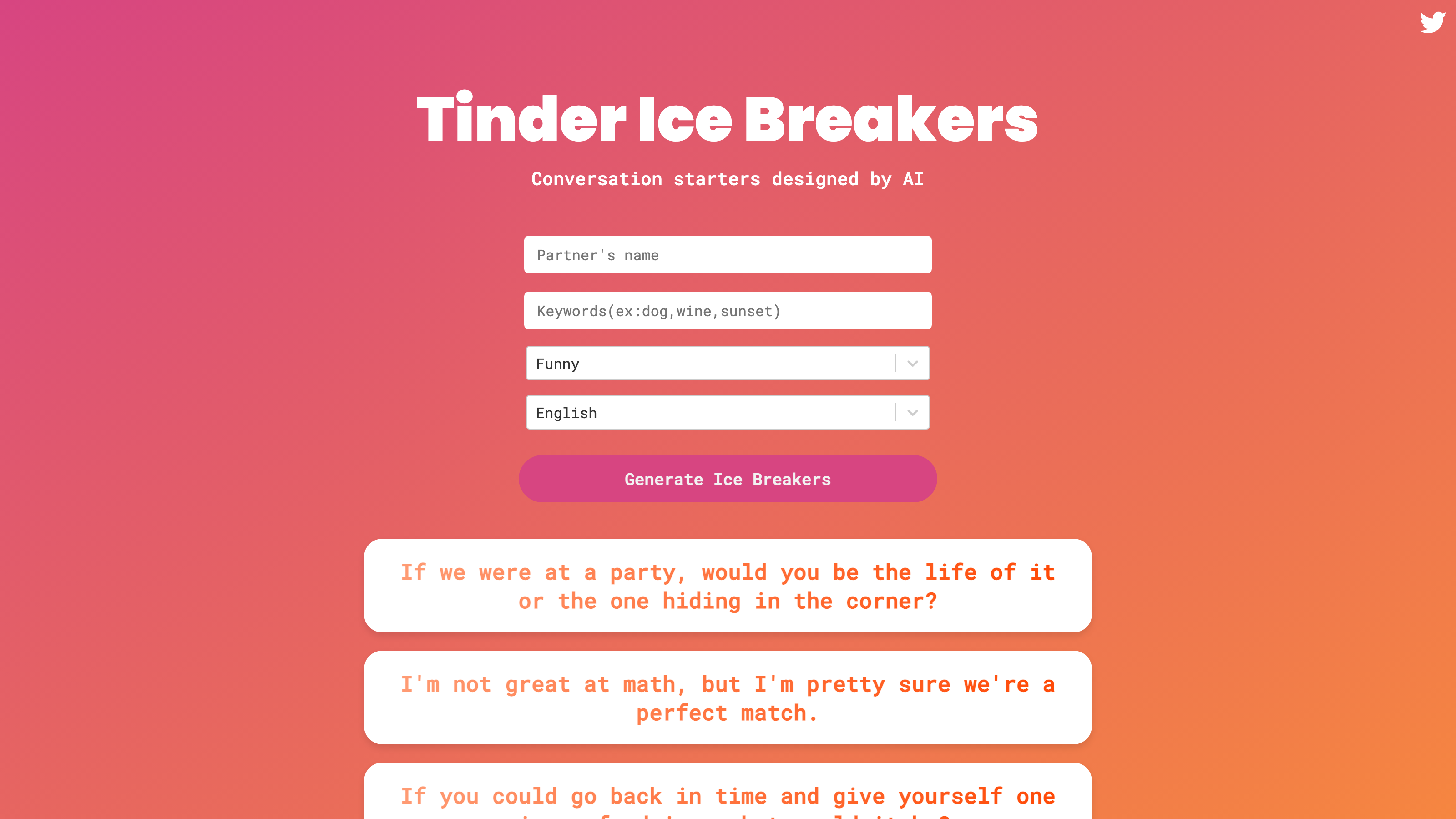 Tinder Ice Breakers